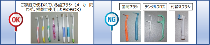 回収できる歯ブラシと回収できない歯ブラシの図