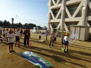 たくさんシャボン玉ができる