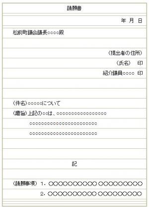 請願書の書き方(様式例)イメージ