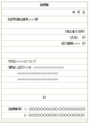 請願書の書き方（様式例）イメージ